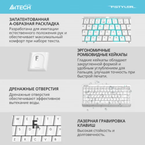 Клавиатура A4Tech Fstyler FKS11 белый/серый USB